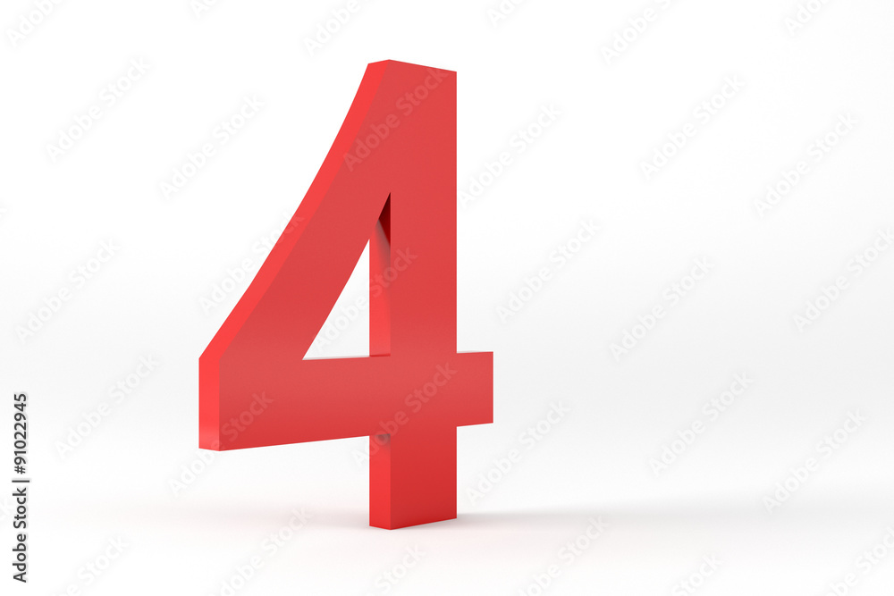 3D Red Number 4