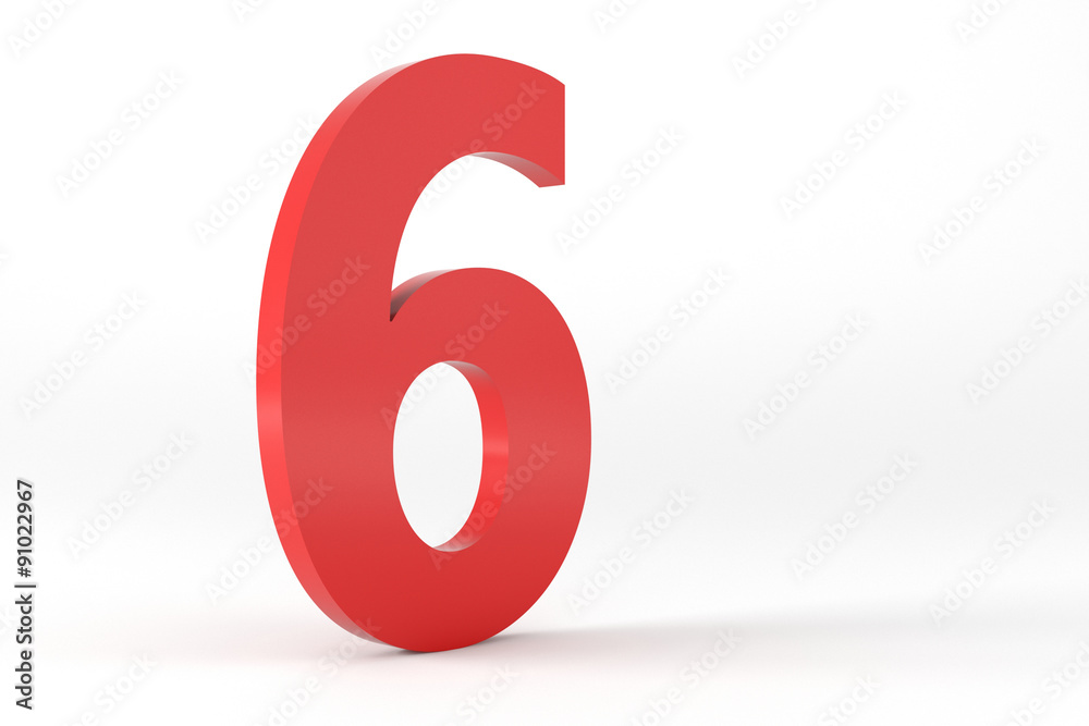3D Red Number 6