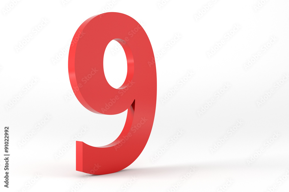 3D Red Number 9 3D Red Number 9