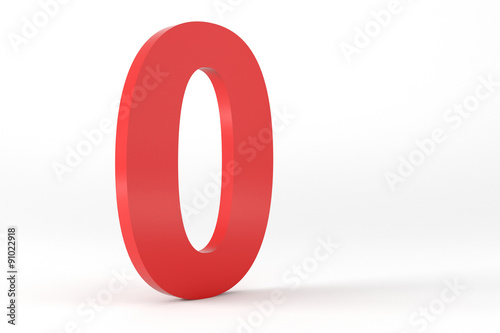 3D Red Number 0