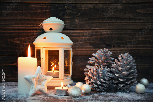 Grußkarte - weiße Laterne u...