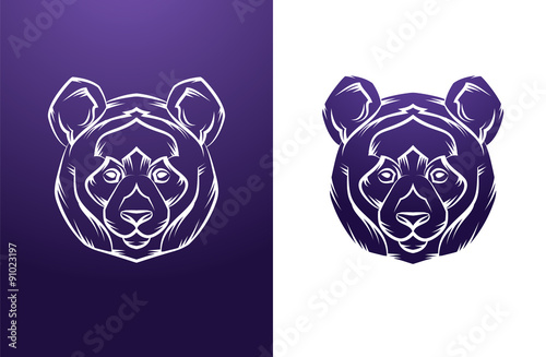 Fototapeta Naklejka Na Ścianę i Meble -  Vintage panda label. Retro vector design graphic element.