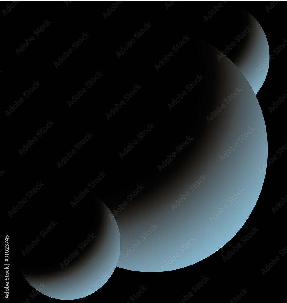 Three blue planet in the night diagonal up Three blue planet in the night diagonal up