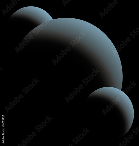 Fototapeta Naklejka Na Ścianę i Meble -  Three blue planet in the night diagonal down