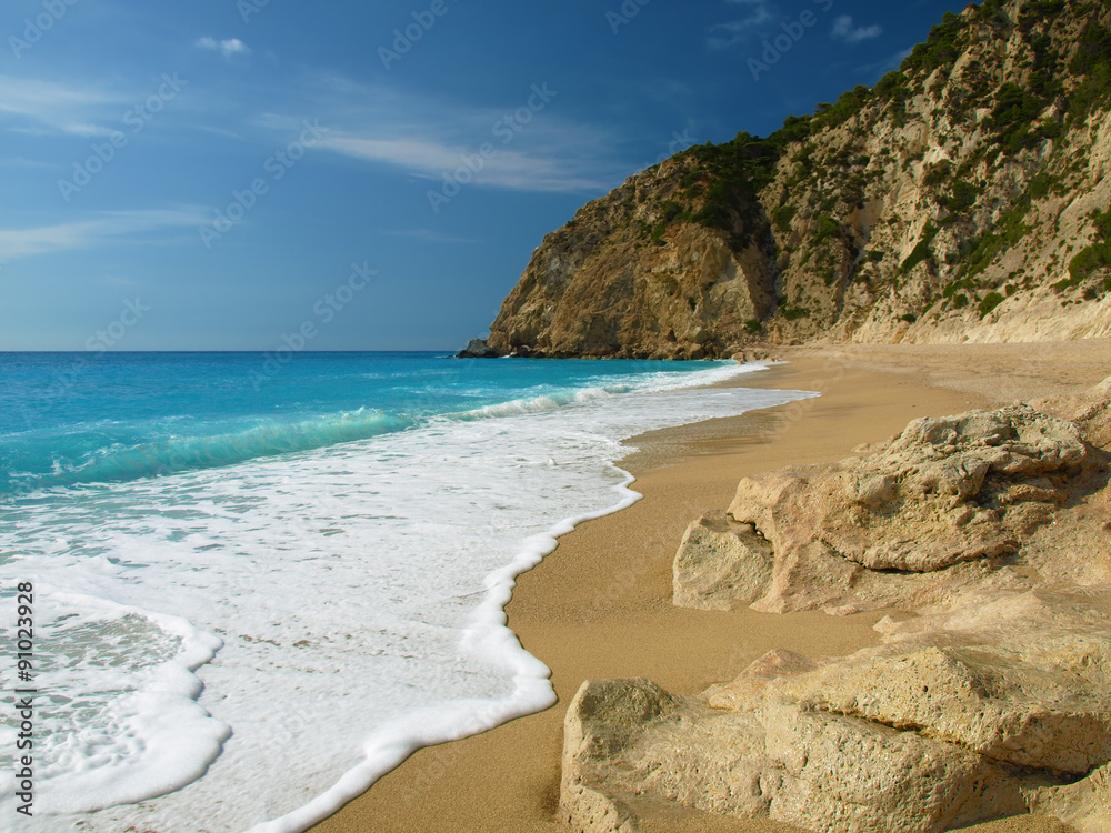 The beautiful beach of Egremni, on the island of Lefkada in Greece