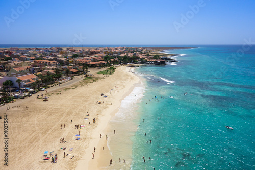 Aerial view of Santa Maria beach in Sal Island Cape Verde - Cabo photo