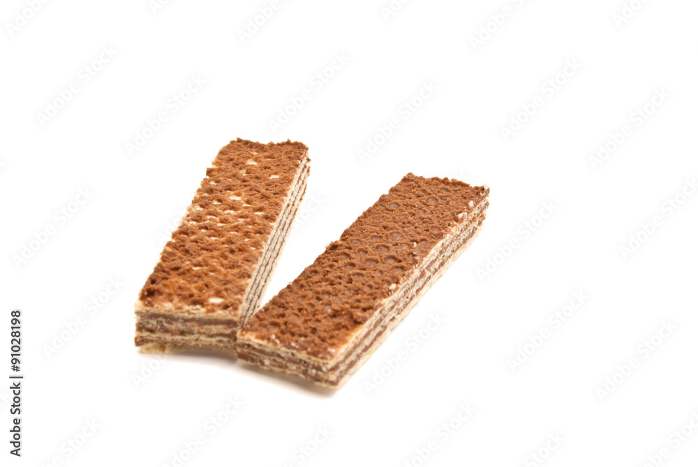 wafers with chocolate on white wafers with chocolate on white