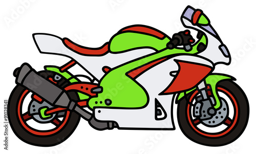 Racing motorbike / Hand drawing, vector illustration