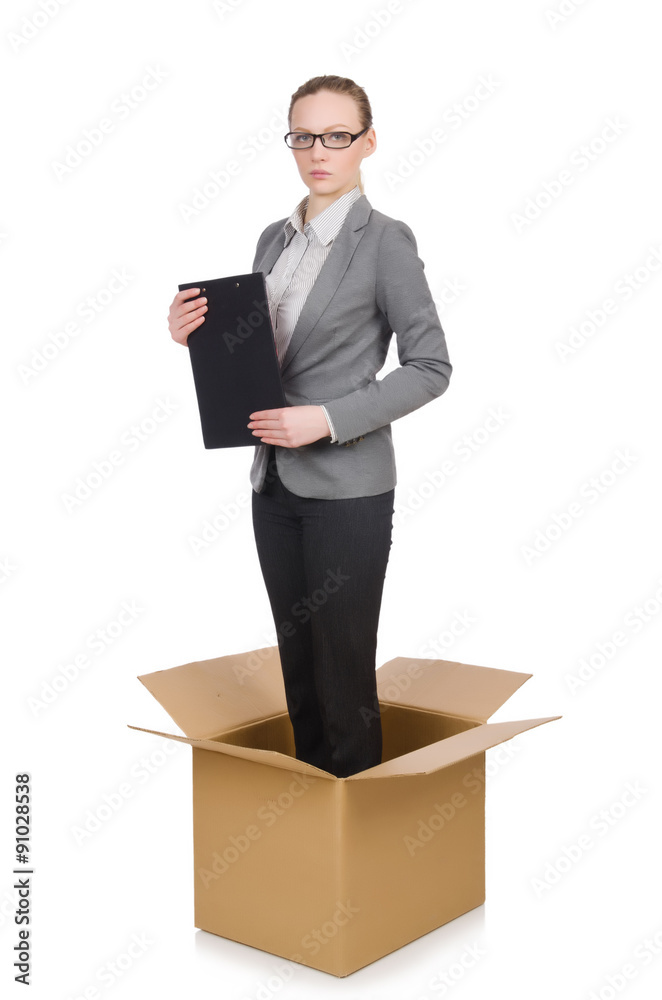 Businesswoman in business concept isolated on white