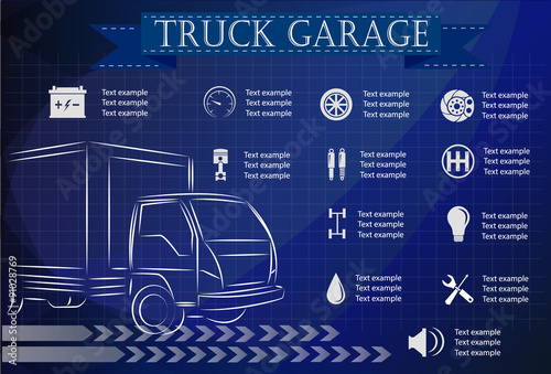 Truck service, repair Infographics. vector illustration