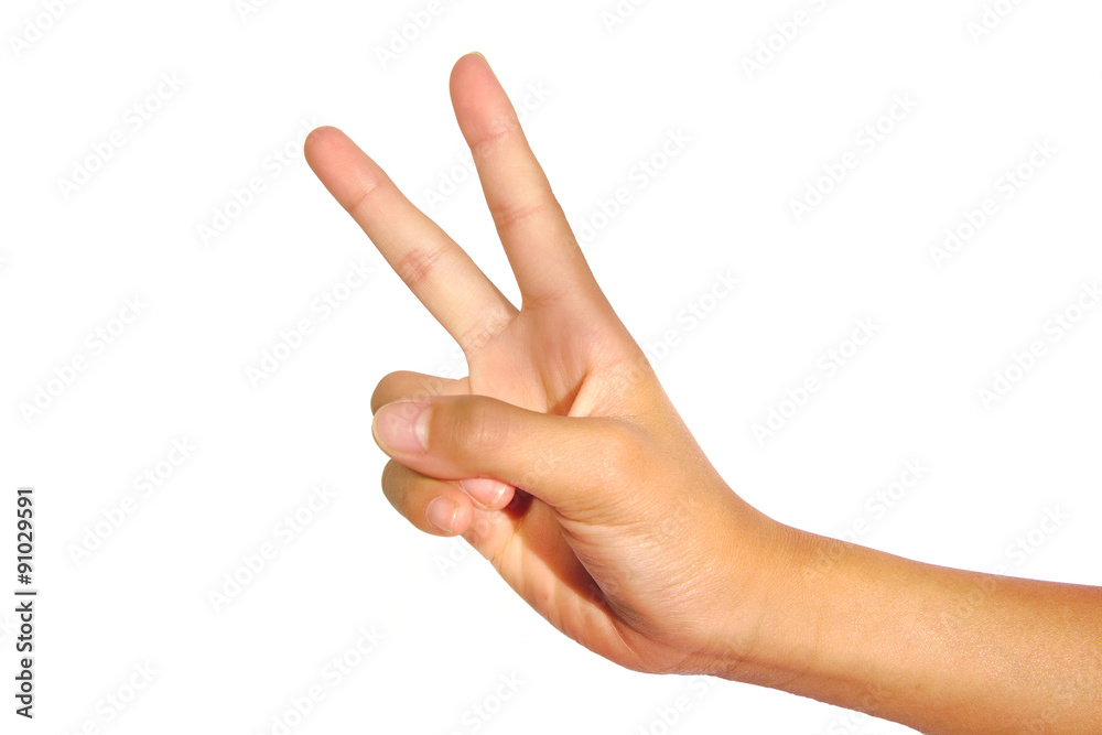 Victory gesture isolated on white background Victory gesture isolated on white background