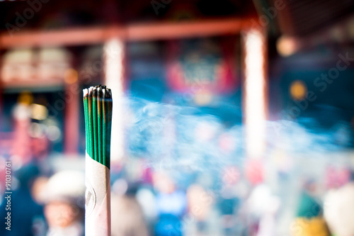 Burning Joss Stick and pray in new year photo