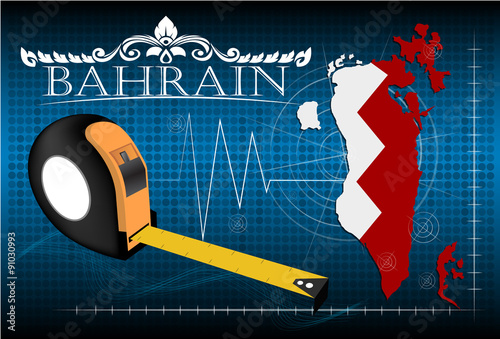 Map of Bahrain with ruler, vector.
