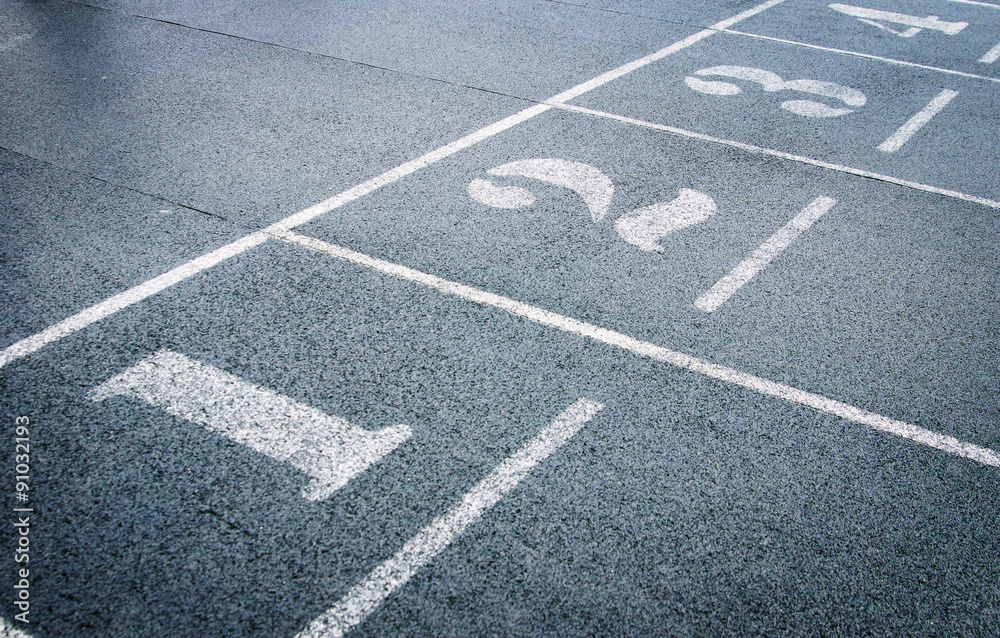 Athletic running tracks in stadium