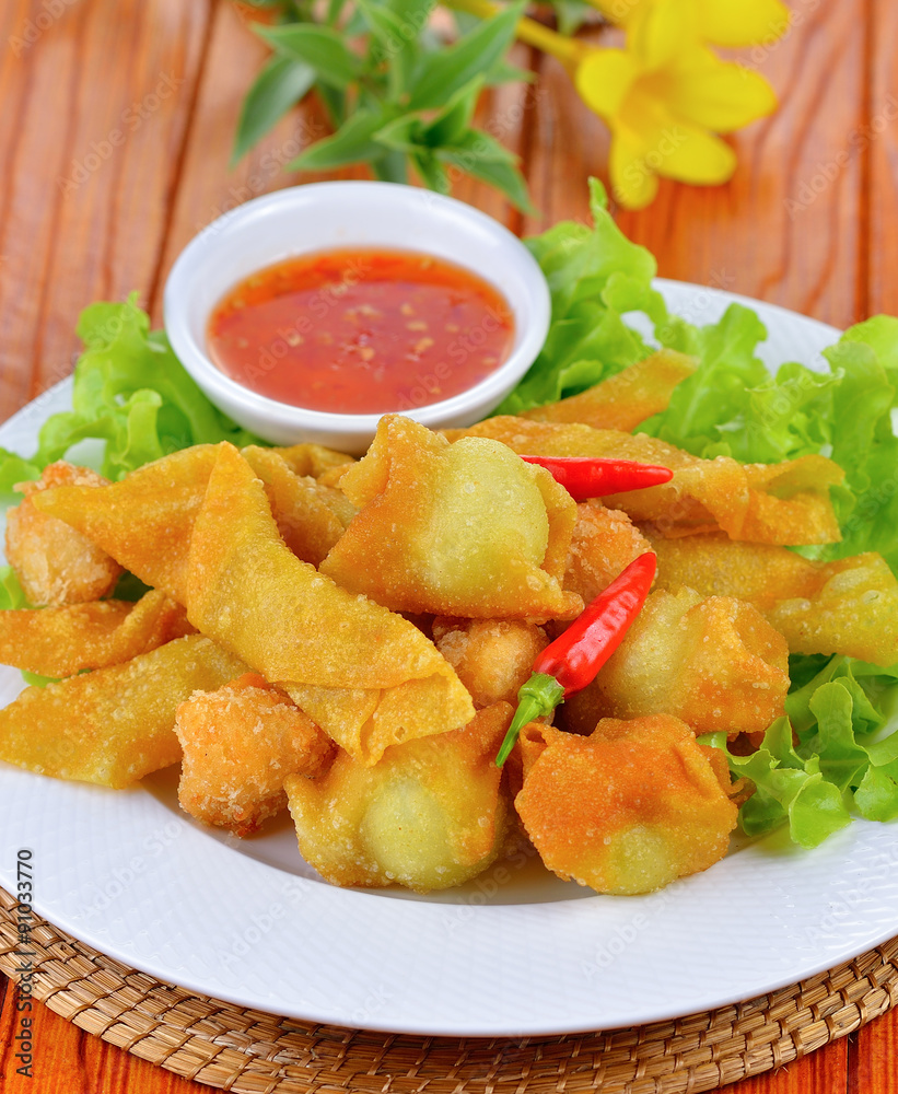 Asian Style food , Deep Fried Wonton for appetizer Asian Style food , Deep Fried Wonton for appetizer