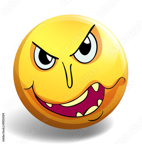 Monster face on yellow ball