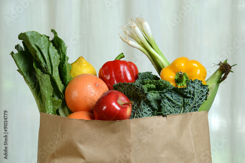 Fruits and Vegetables in Paper Bag