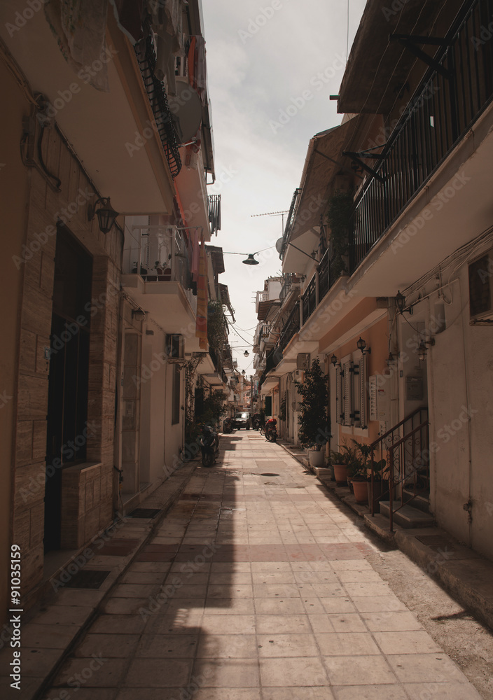 A typical street in Zante Town on the Greek island of Zakynthos 
