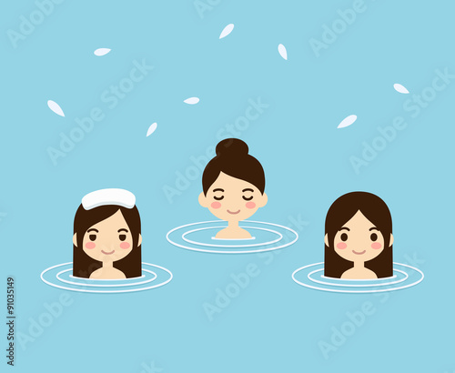 women in hot springs