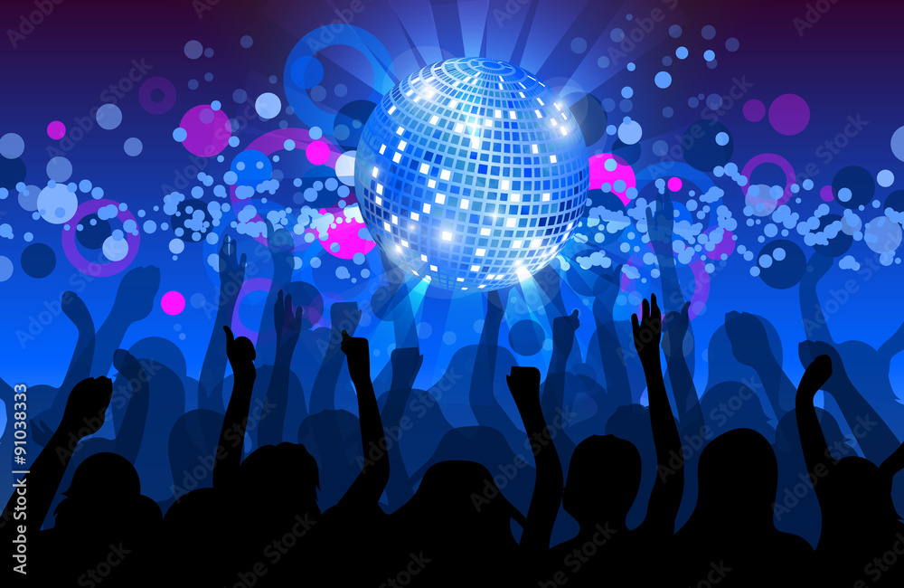 Dance party flyer, musical background. Stock Vector