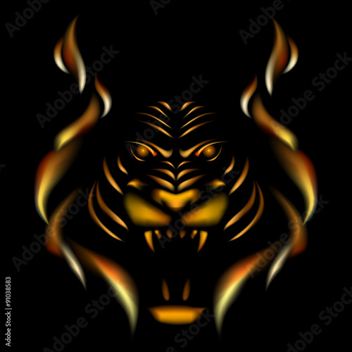 Tiger made of flame