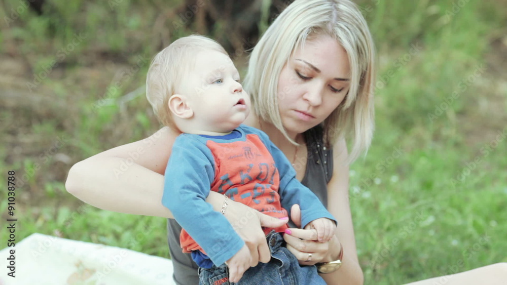 Mother and son on nature Mother and son on nature
