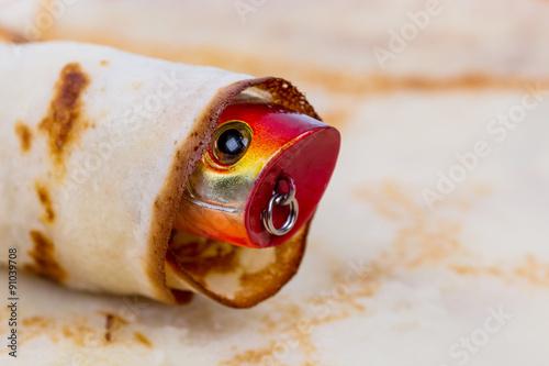 fishing tackle lure rolled in pancake photo