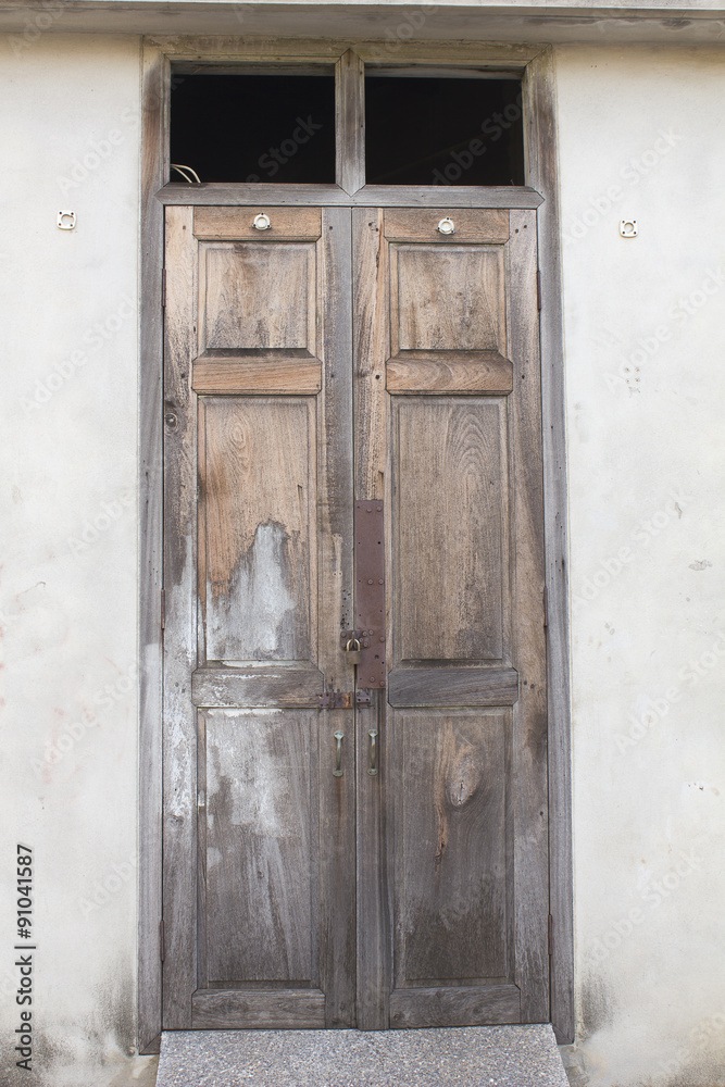 Old wooden door at old town ; Songkhla province Thailand