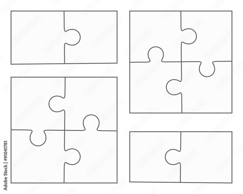 Jigsaw puzzle blank vector, four pieces, two elements Stock Vector | Adobe  Stock