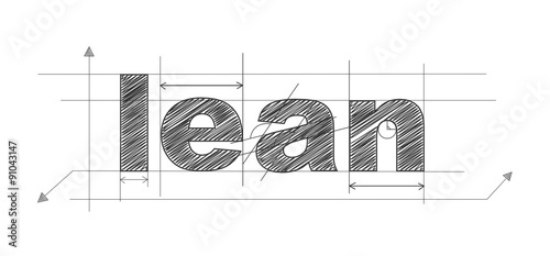 LEAN written in vector technical lettering font (black)