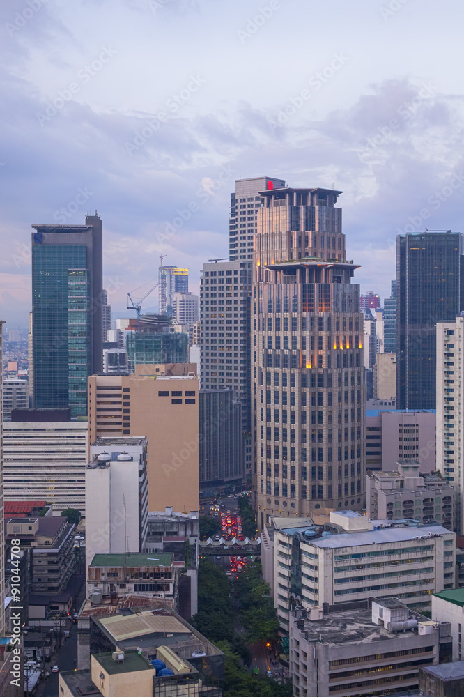 Fototapeta premium Makati City Skyline. Makati City is one of the most developed business district of Metro Manila and the entire Philippines.