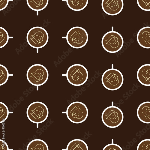 Pattern with cups of coffee