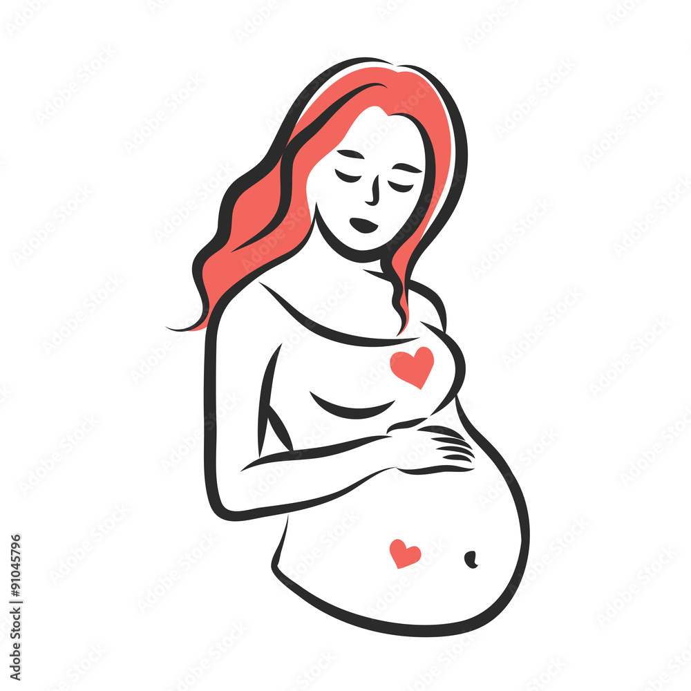 Pregnant woman stylized silhouette on a white background. Vector Pregnant woman stylized silhouette on a white background. Vector