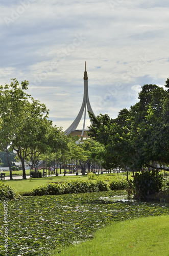 Ratchamangkhala Pavilion of Suan Luang Rama IX Public Park (Bangkok,Thailand), In front of the Pavilion is the Ratchapruek garden (Selective focus). This Place is opened public for exercise or relax photo