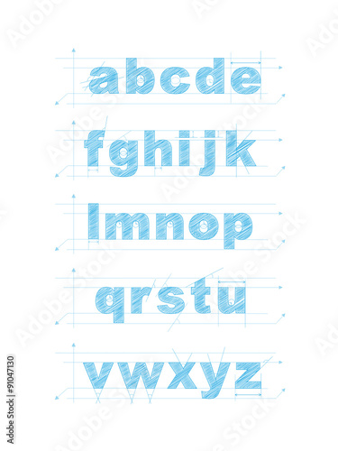 Vector Technical Lettering Font Poster (blue)