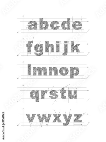 Vector Technical Lettering Font Poster (black)