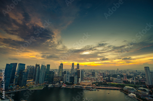 Singapore skyline and beautiful sunset © surangaw