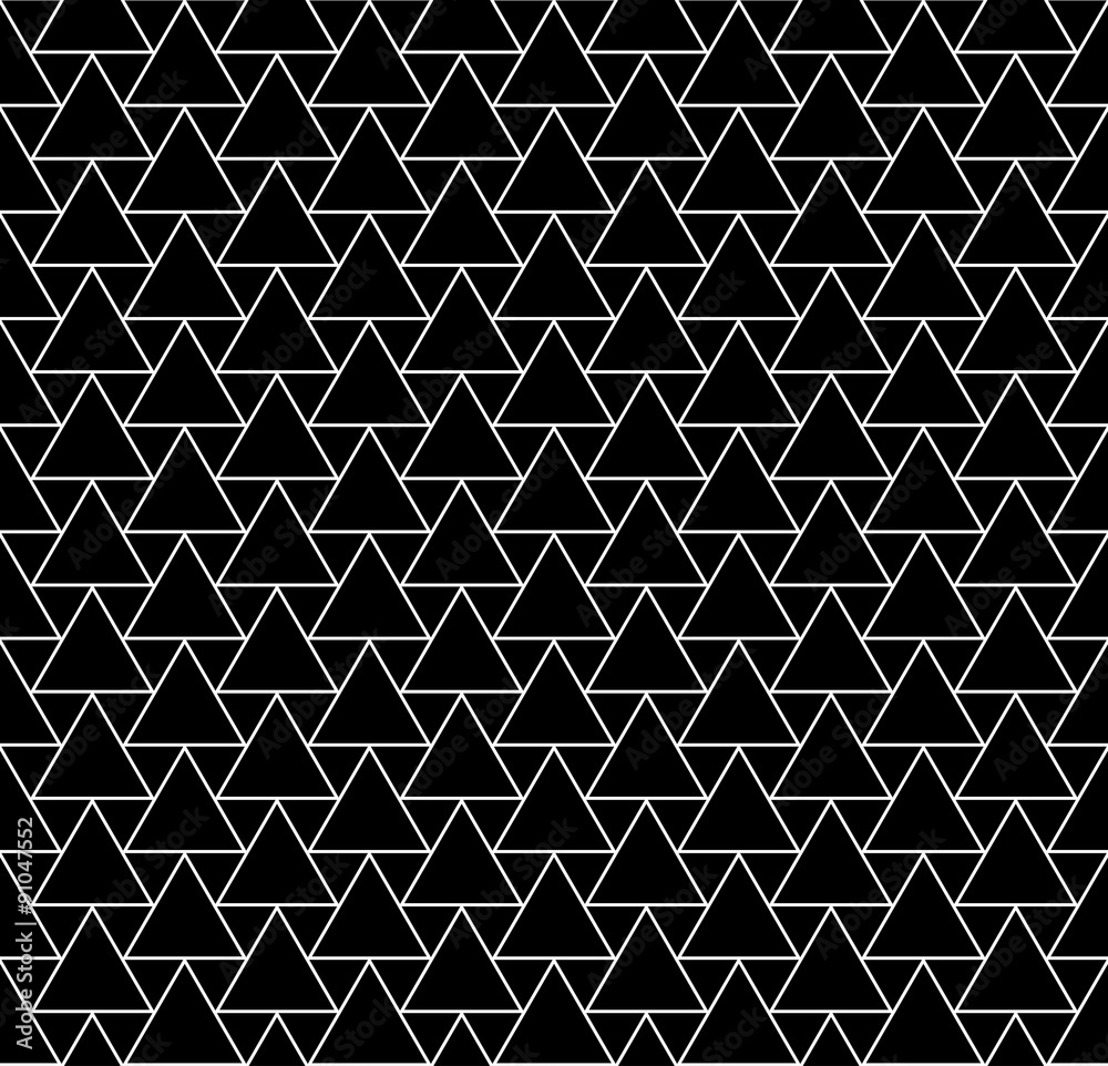 Vector modern seamless geometry pattern triangles, black and white abstract geometric background,wallpaper print,  monochrome retro texture, hipster fashion design