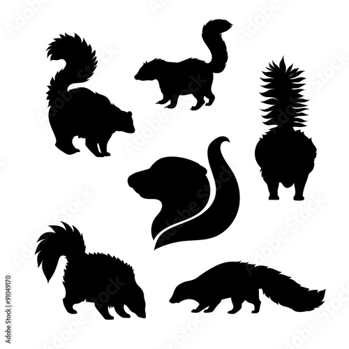 Vector silhouettes of skunk.