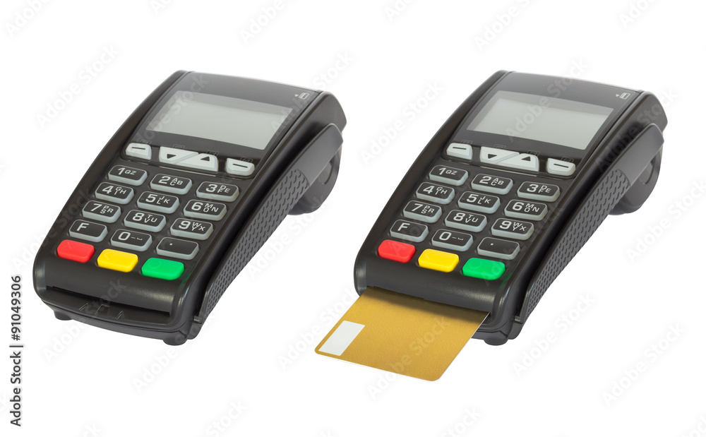 Card reader machine on white background Card reader machine on white background