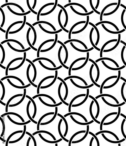 Vector modern seamless geometry pattern interconnected circles , black and white abstract geometric background,wallpaper print,  monochrome retro texture, hipster fashion design, 