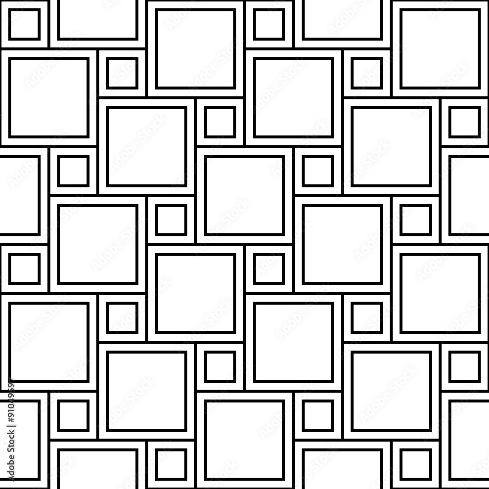 Vector modern seamless geometry pattern square , black and white abstract  geometric background,wallpaper print, monochrome retro texture, hipster  fashion design, Stock Vector | Adobe Stock
