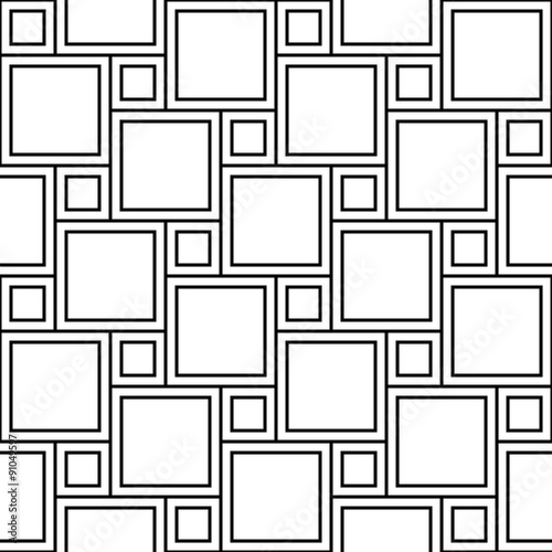 Vector modern seamless geometry pattern square , black and white abstract geometric background,wallpaper print, monochrome retro texture, hipster fashion design, 