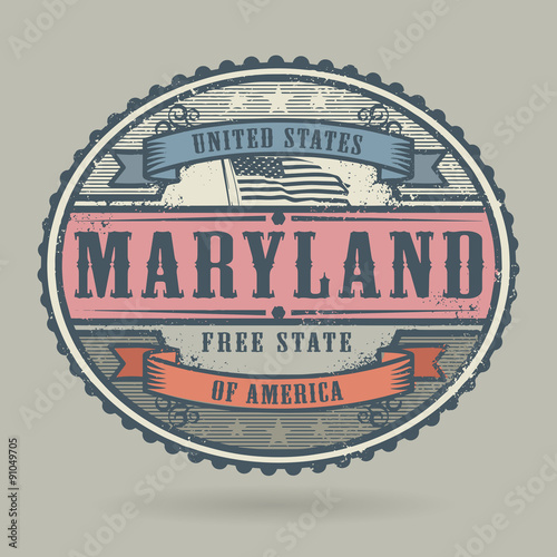 Stamp or label with the text United States of America, Maryland