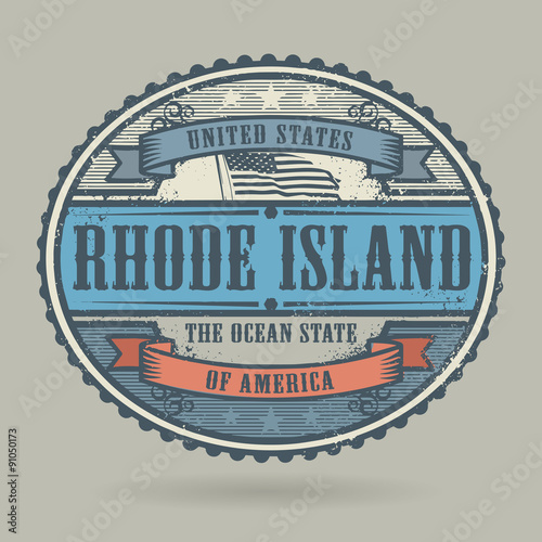 Stamp with the text United States of America, Rhode Island