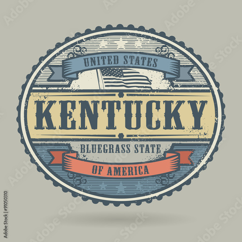 Vintage stamp with the text United States of America, Kentucky
