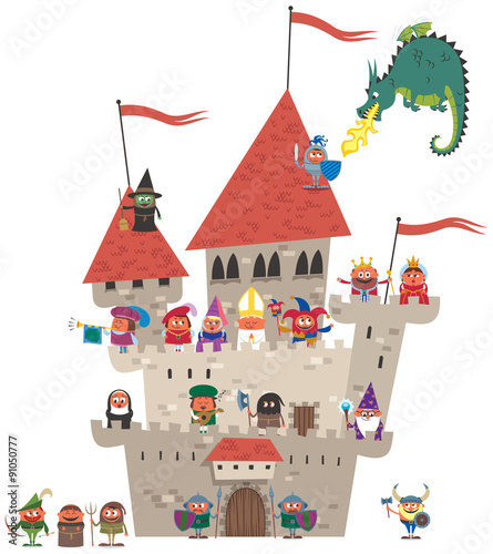 Small Kingdom on White / Small cartoon kingdom on white background. No transparency and gradients used. 