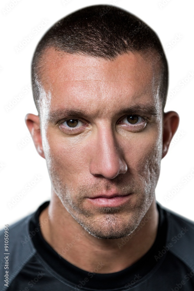 Close-up portrait of serious sports player Close-up portrait of serious sports player