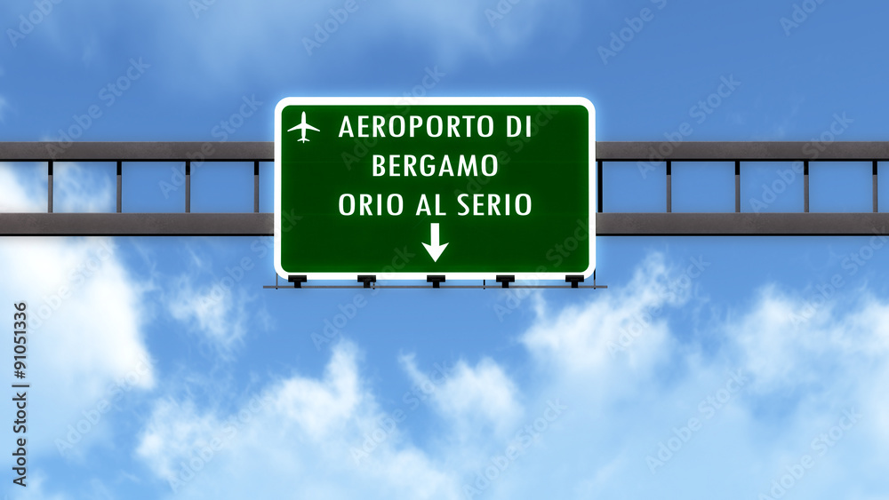 Bergamo Italy Airport Highway Road Sign