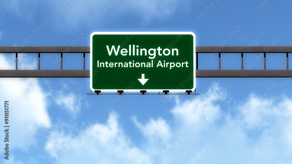Wellington New Zealand Airport Highway Road Sign